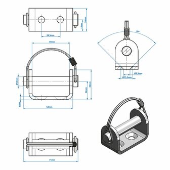 Support de charniere a rabat 12 mm SPP UZ-02A V.1