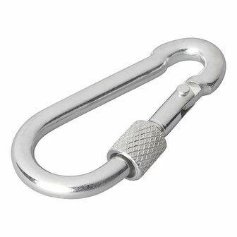 Mousqueton en metal 6x60mm avec fermeture a vis 2 pieces sous blister