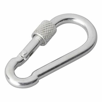 Mousqueton en metal 6x60mm avec fermeture a vis 2 pieces sous blister