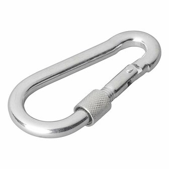 Mousqueton en metal 8x80mm avec fermeture a vis 2 pieces sous blister