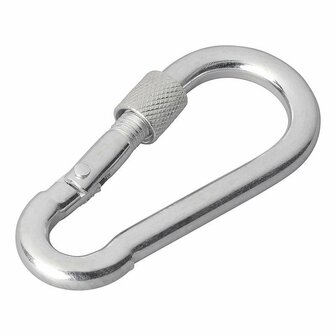 Mousqueton en metal 8x80mm avec fermeture a vis 2 pieces sous blister