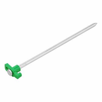 Piquet de tente 25 cm en metal avec crochet en plastique, 6 pieces dans un sachet plastique