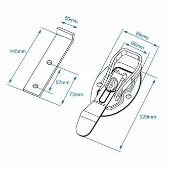 Fermeture a bascule 220x40mm + contrepartie