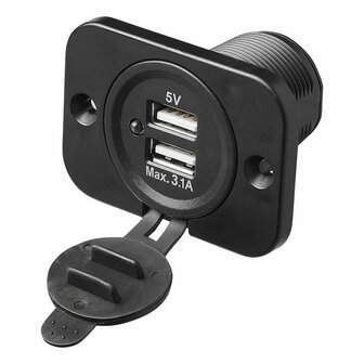 Bo&icirc;tier d&#039;encastrement USB double type A 3100mA 12V/24V sous blister