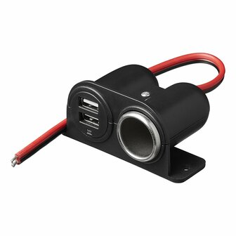 Prise allume-cigare en saillie + 2xUSB type A 12V/24V sous blister