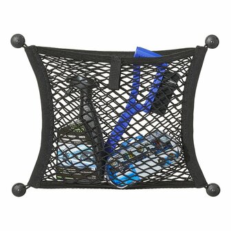Filet de rangement elastique double 40x34cm avec fixation autocollante et a vis