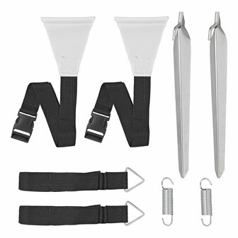 Kit de sangles anti-tempete 2x 3,2 m avec fixation de tendon pour rail de store