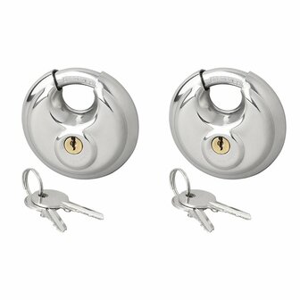 Serrure a disque 70 mm, 2 pieces a cles identiques, sous blister
