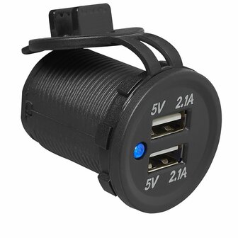 Bo&icirc;tier d&#039;encastrement USB double type A 2x2100mA 12V/24V sous blister