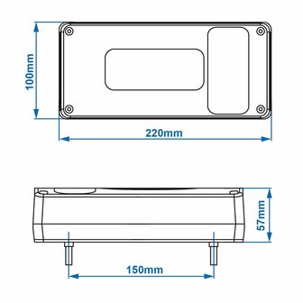 Feu arriere 6 fonctions 215x100mm gauche