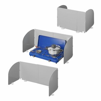Pare-brise de cuisine en 3 parties en acier pliable + extensible 32/62 x 28,5 x 25 cm