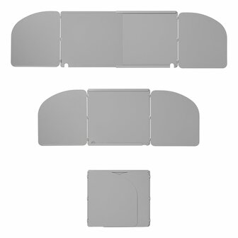 Pare-brise de cuisine en 3 parties en acier pliable + extensible 32/62 x 28,5 x 25 cm