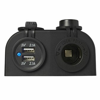 Kit de montage en saillie : prise DIN + port USB double type A 2x2100mA