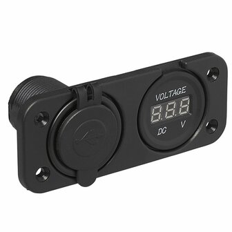 Kit d&#039;encastrement : voltmetre 6-30V + port USB double type A 2x2100mA