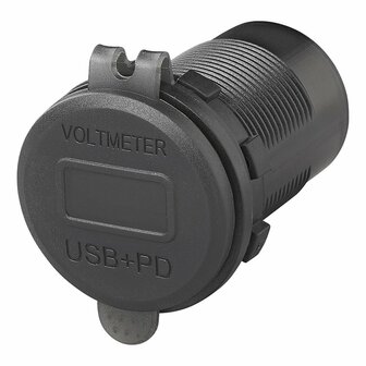 Bo&icirc;tier d&#039;encastrement USB, triple, avec 2x type A et 1x type C + voltmetre
