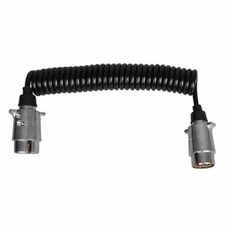Cable spirale 3,5 m avec 2 fiches 7 broches en metal