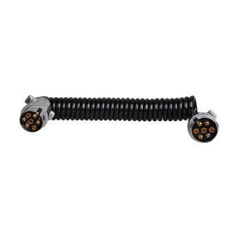 Cable spirale 3,5 m avec 2 fiches 7 broches en metal sous blister