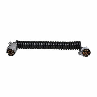 Cable spirale 4,5 m avec 2 fiches 7 broches en metal