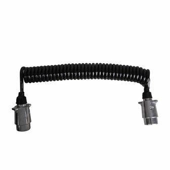 Cable spirale 4,5 m avec 2 fiches 7 broches en metal
