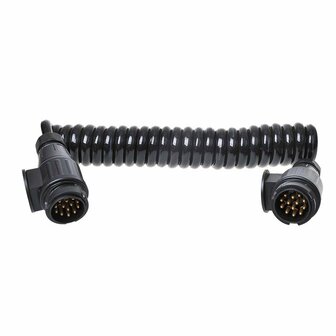Cable spirale 3,5 m 8 conducteurs avec 2 fiches 13 broches PVC sous blister