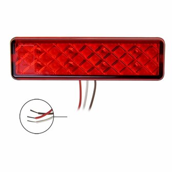 Feu arriere 12/24V 2 fonctions 135x38mm LED avec support noir sous blister