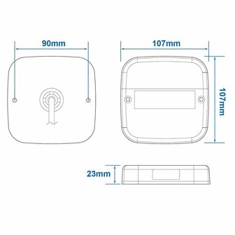 Feu arriere 12V 5 fonctions 107x107mm 8LED