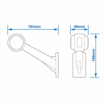 Feu de largeur 12/24V rouge/blanc 166x193mm LED gauche