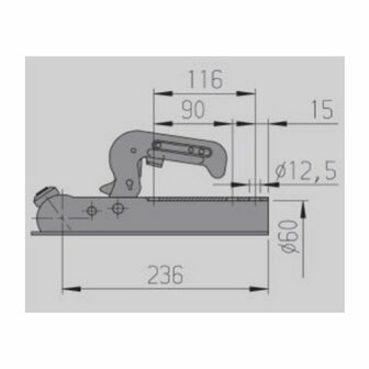 Attelage a boule  AK7 rond diametre 60 mm 750 kg