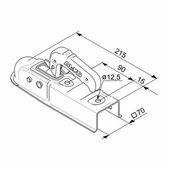 Attelage a boule  AK7 carre 70 mm 750 kg
