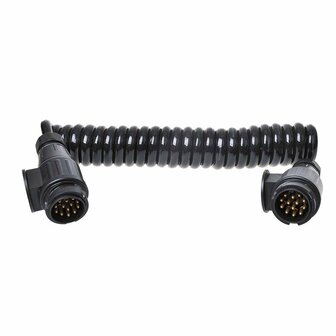 Cable spirale 3,5 m 13 conducteurs avec 2 fiches 13 broches PVC sous blister