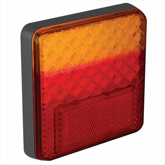 Feu arriere 12/24V 4 fonctions 100x100mm LED sous blister