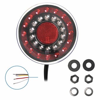 Feu arriere 12/24V 4 fonctions 125mm LED
