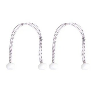 Attache-voile avec boules en plastique, 2 pieces dans un sachet, 30 cm, blanc