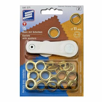 Yeux de voile en laiton, 11 mm, 15 pieces sous blister