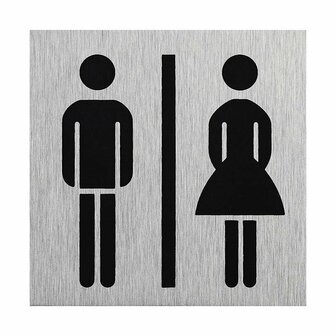 Plaque de porte en aluminium pictogramme homme/femme 60x60mm