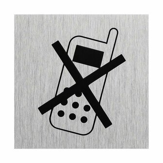 Plaque de porte en aluminium &laquo; pictogramme eteindre le telephone &raquo; 60x60mm