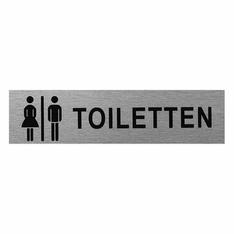 Plaque de porte en aluminium &laquo; Toilettes femmes/hommes &raquo; 160 x 40 mm