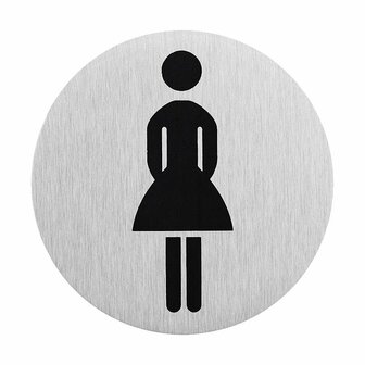Plaque de porte en aluminium pictogramme toilettes damesdiametre 75 mm