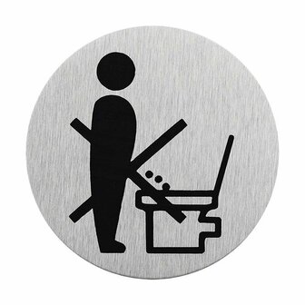 Plaque de porte en aluminium pictogramme reference WC dia 75mm