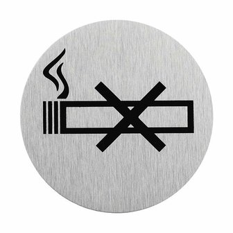 Plaque de porte en aluminium &laquo; pictogramme interdiction de fumer &raquo; diametre 75 mm