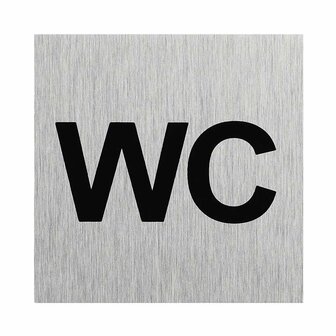 Plaque de porte en aluminium &laquo;&nbsp;WC&nbsp;&raquo; 60x60&nbsp;mm
