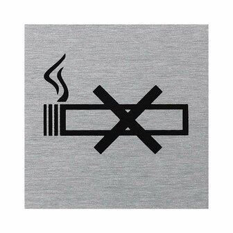 Plaque de porte en aluminium &laquo; pictogramme interdiction de fumer &raquo; 60x60mm
