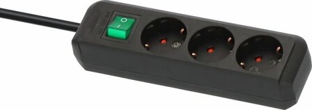 Multiprise avec interrupteur 3 prises noir 5 m H05VV-F 3G1,5