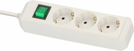 multiprise avec interrupteur 3 prises blanc 5 m H05VV-F 3G1,5