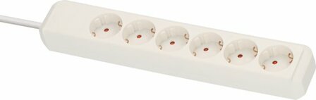 6 prises blanc 1,5 m H05VV-F 3G1,5