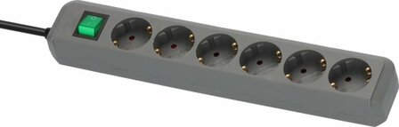 avec interrupteur 6 prises gris argente 1,5 m H05VV-F 3G1,5