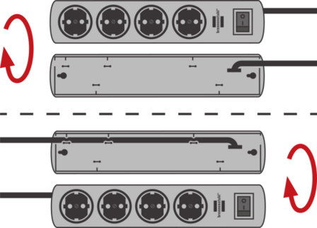Prolongateur multiprise Switch avec parasurtenseur 19.500A 7 prises noir 2m H05VV-F 3G1,5 2 permanente, 5 commutables