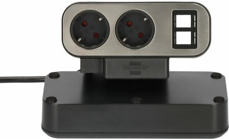 Duplex bloc multiprise de table, 2x modules Keystone, 10x prises de courant avec contact de protection, argent noir