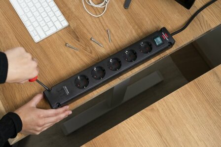 multiprise avec 2 prises de charge USB C 5x noir 3m H05VV-F3G1,5