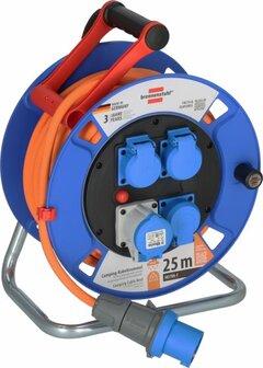 Enrouleur de cable Garant CEE IP44 Camping Maritime 25m H07RN-F 3G2,5, 1xCEE230V 16A, 3x prises &agrave; contact de protection